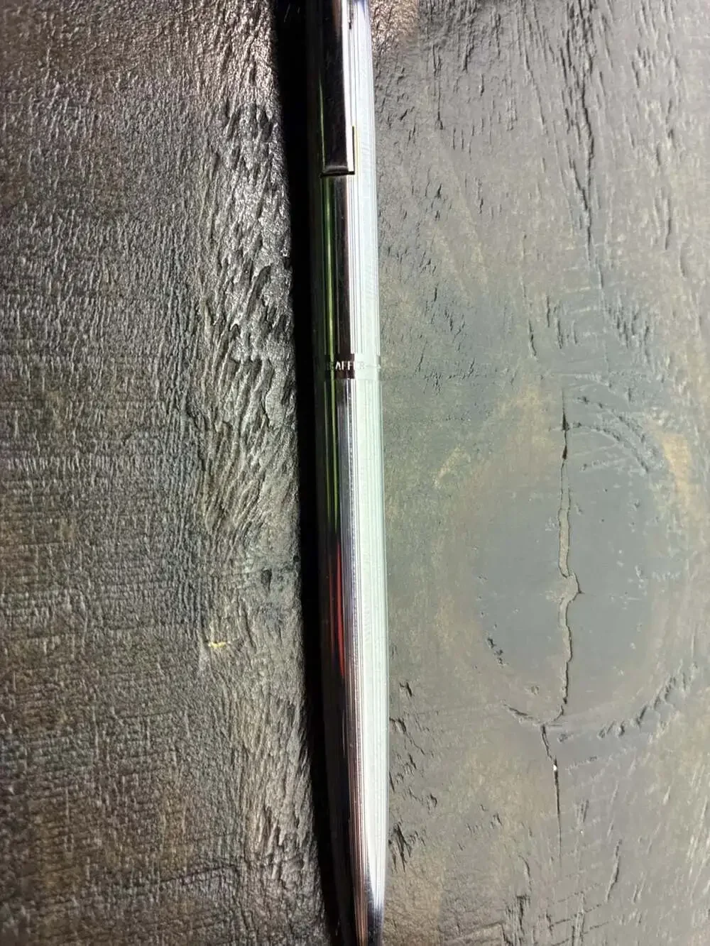 Vintage Sheaffer Targa Brushed Chrome Ballpoint Pen with White Dot